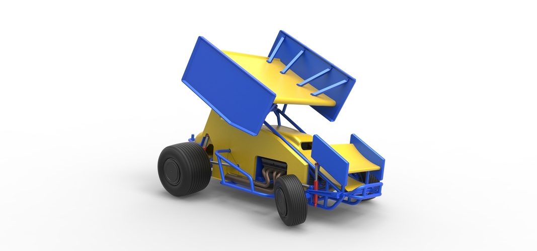 Winged Sprint car while turning Scale 1:25 3D Print 537820