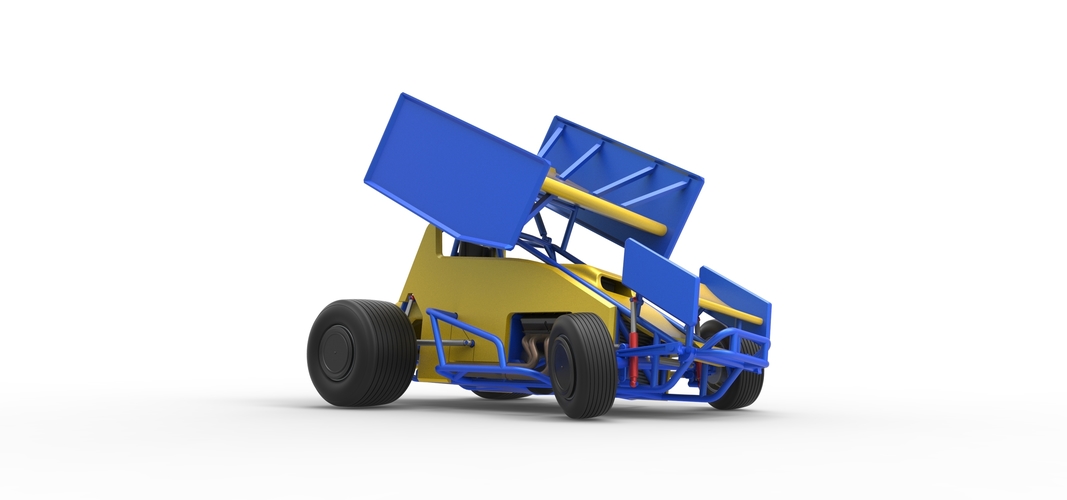 Winged Sprint car while turning Scale 1:25 3D Print 537821