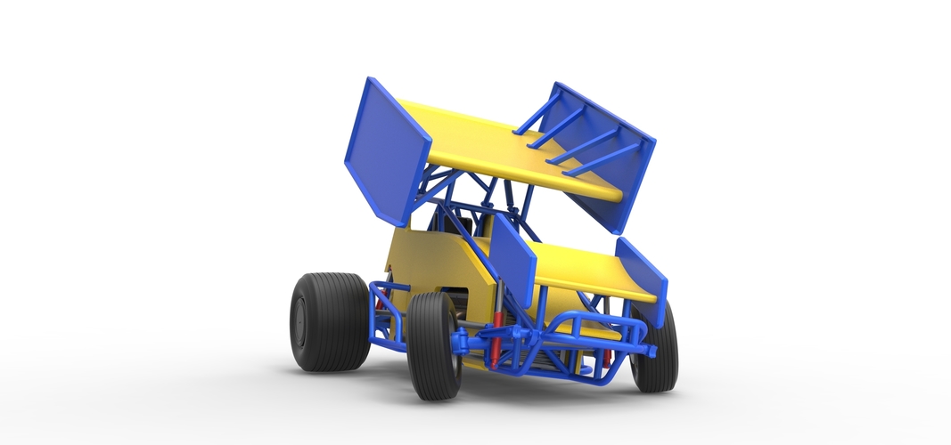 Winged Sprint car while turning Scale 1:25 3D Print 537822