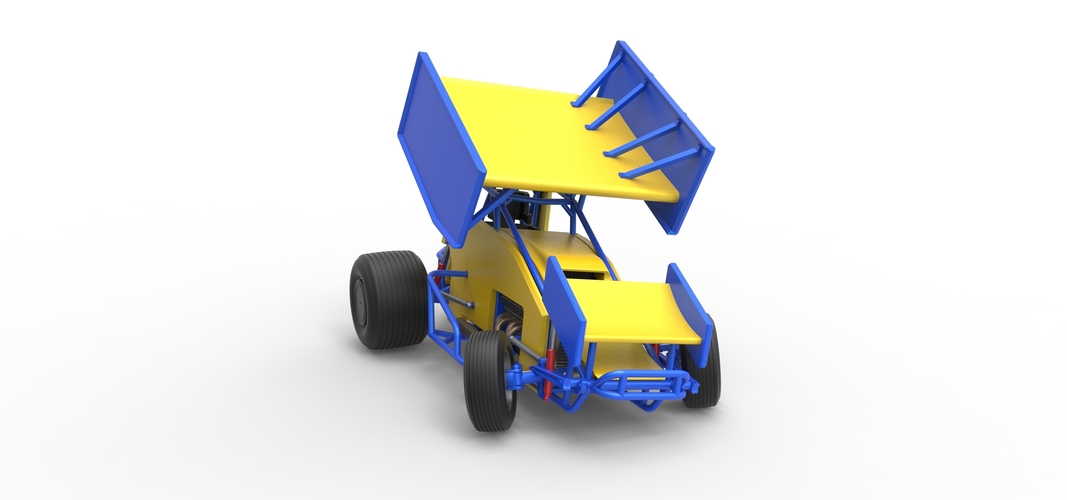 Winged Sprint car while turning Scale 1:25 3D Print 537823