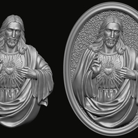 Jesus with Sacred Heart Pendant 3D print model - Thumbnail 1