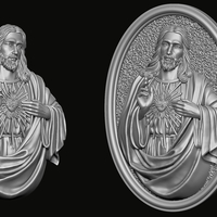 Jesus with Sacred Heart Pendant 3D print model - Thumbnail 2