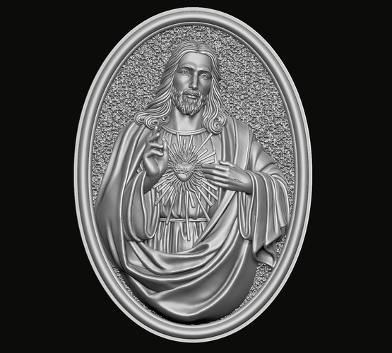 Jesus with Sacred Heart Pendant 3D print model