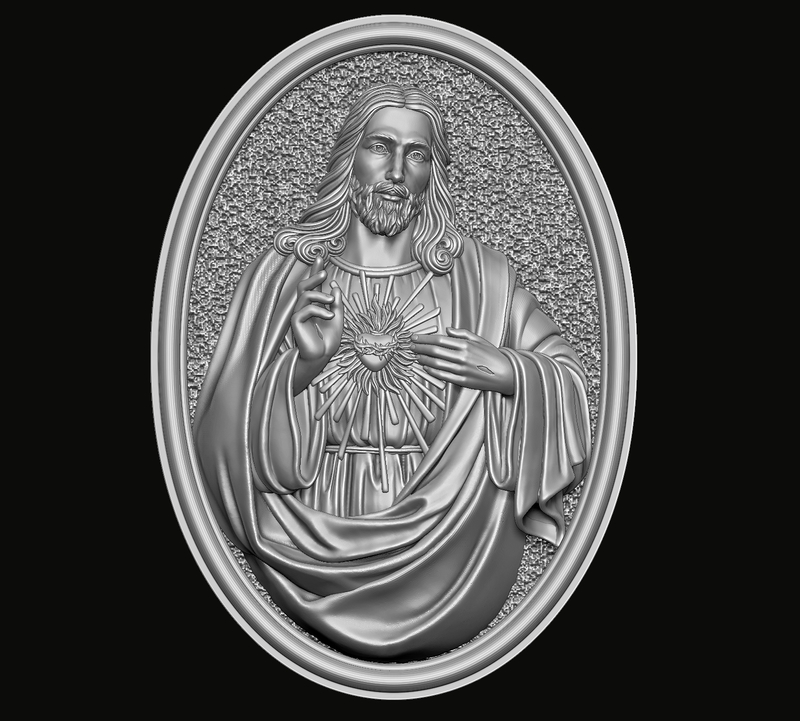 Jesus with Sacred Heart Pendant 3D print model