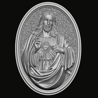 Jesus with Sacred Heart Pendant 3D print model - Thumbnail 4