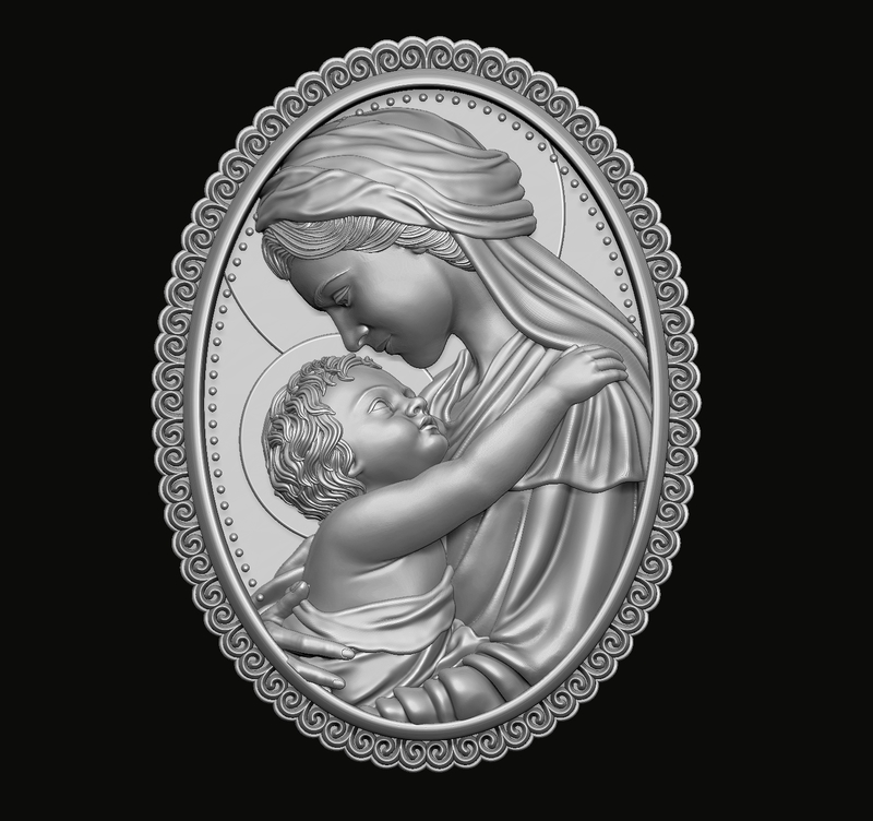 Mary with Baby Jesus 3D print model 