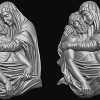 Mary and Jesus Pendant 3D print model - Thumbnail 2