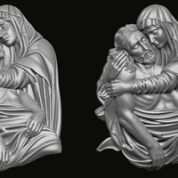 Mary and Jesus Pendant 3D print model - Thumbnail 3