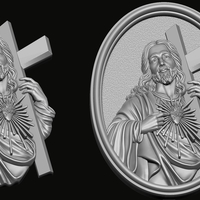 Jesus with Sacred Heart Pendant 3D print model - Thumbnail 2
