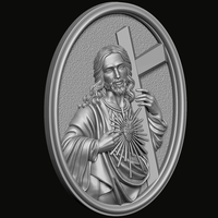 Jesus with Sacred Heart Pendant 3D print model - Thumbnail 5