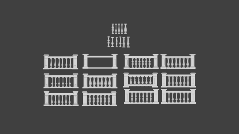 3D concrete balustrade render