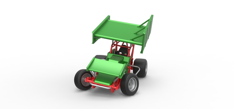 Vintage Winged Sprint car while turning 1:25