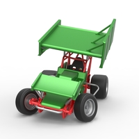 Small Vintage Winged Sprint car while turning 1:25 3D Printing 538691