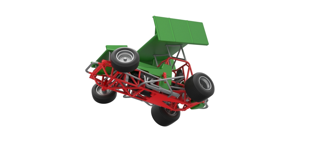 Vintage Winged Sprint car while turning 1:25 3D Print 538694