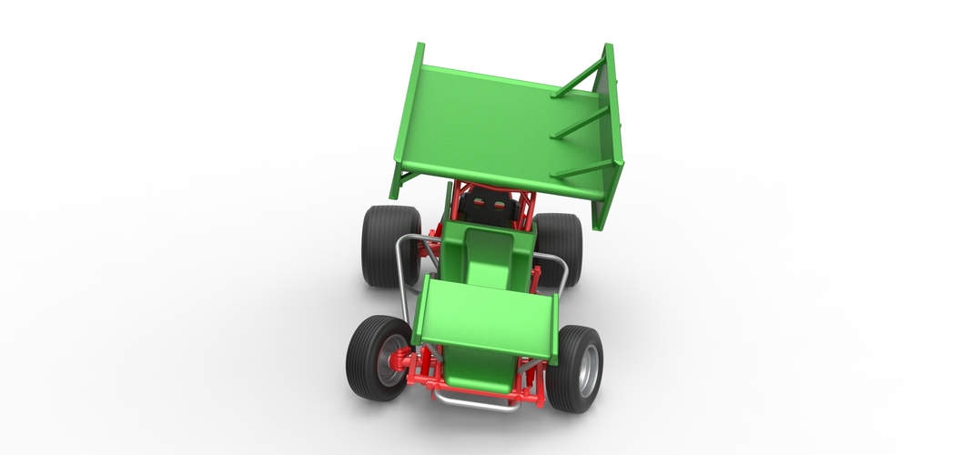 Vintage Winged Sprint car while turning 1:25 3D Print 538697