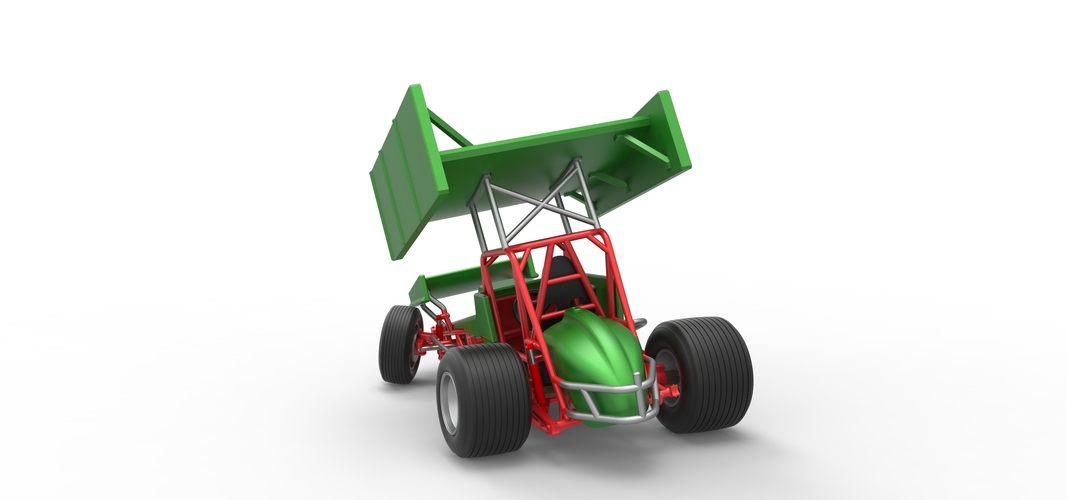 Vintage Winged Sprint car while turning 1:25 3D Print 538703