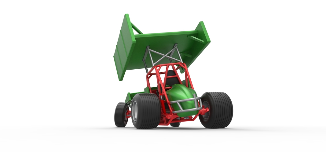 Vintage Winged Sprint car while turning 1:25 3D Print 538704