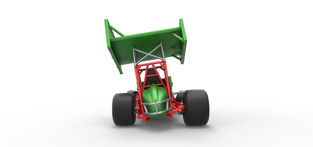 Vintage Winged Sprint car while turning 1:25 3D Print 538705