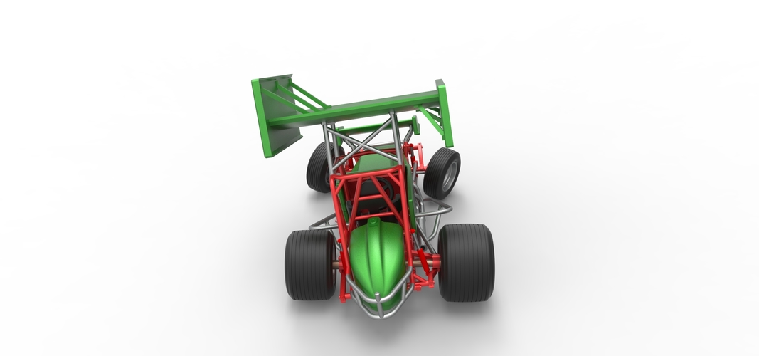 Vintage Winged Sprint car while turning 1:25 3D Print 538706