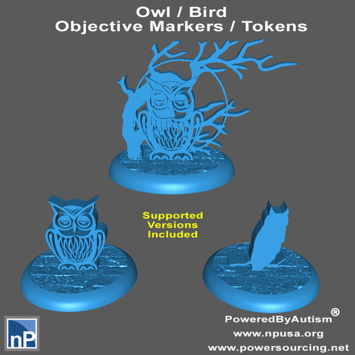 30mm Owl Tokens / Objective Markers 3D Print 538755