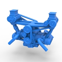 Small Flat 4 engine with double supercharger 1:25 3D Printing 538758