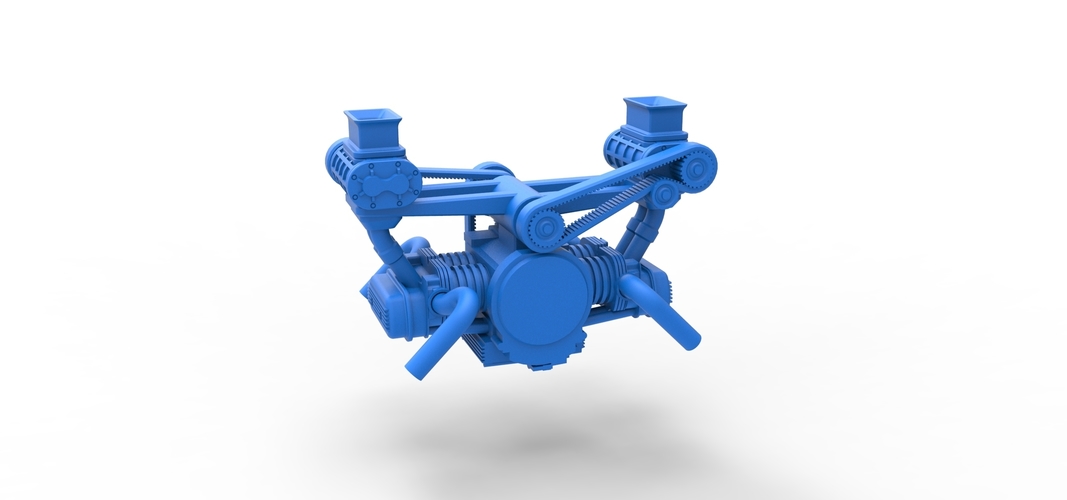 Flat 4 engine with double supercharger 1:25 3D Print 538767