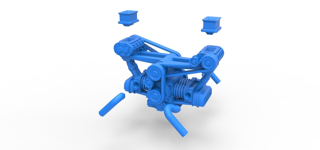 Flat 4 engine with double supercharger 1:25 3D Print 538772