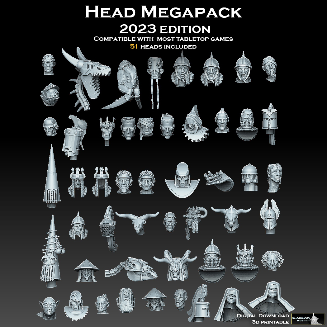 3D Printed Heads Megapack 2023 Edition by sharedogminiatures
