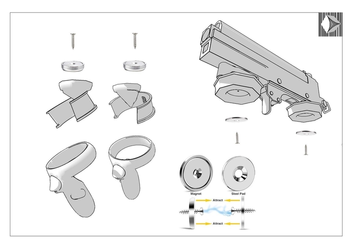 Quest 1 and 2 Rifle Mod for Oculus Magnetic Stock  3D Print 539063