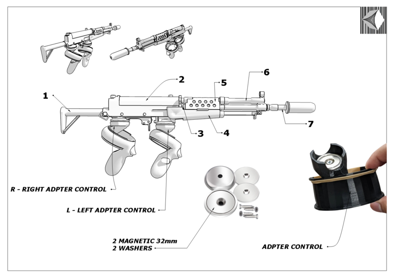 Quest 1 and 2 Rifle Mod for Oculus Magnetic Stock 