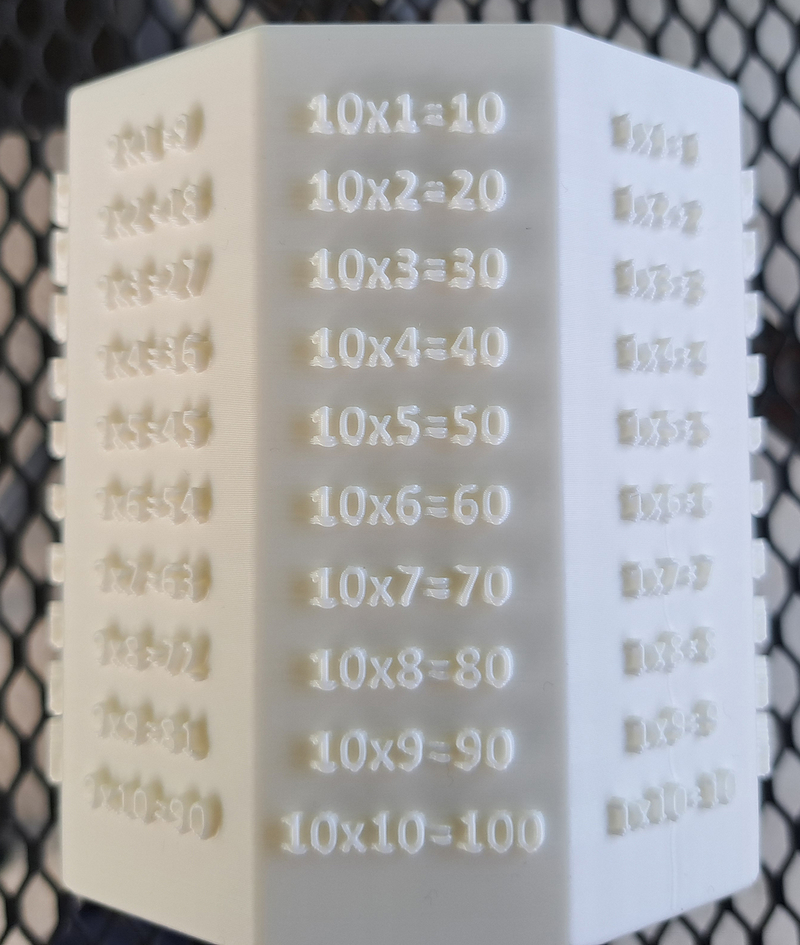 A decagonal pencil box with a MULTIPLICATION TABLE