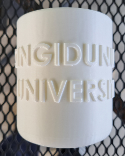 Round pencil case with the inscription SINGIDUNUM UNIVERSITY 3D Print 539564