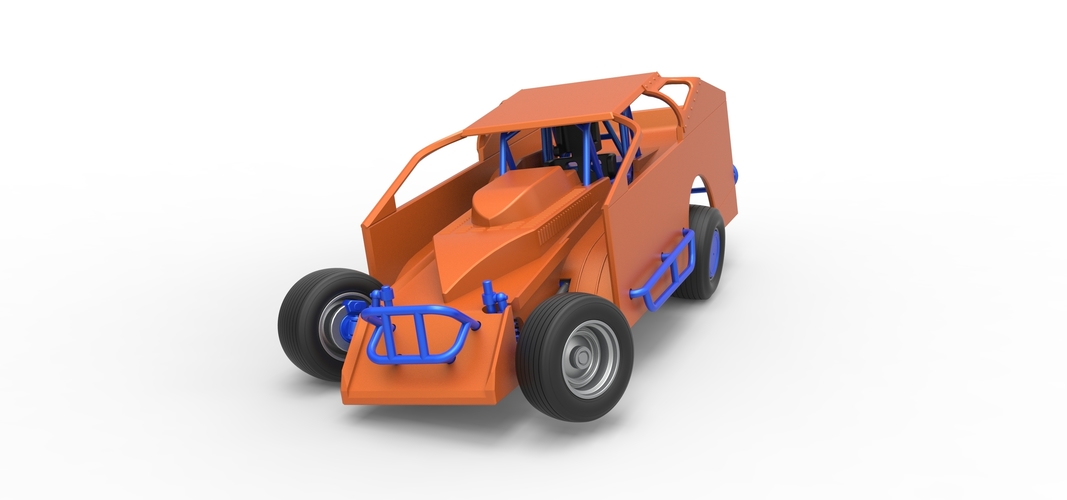 Northeast Dirt Modified stock car while turning 1:25 3D Print 540081