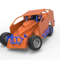 Small Northeast Dirt Modified stock car while turning 1:25 3D Printing 540081