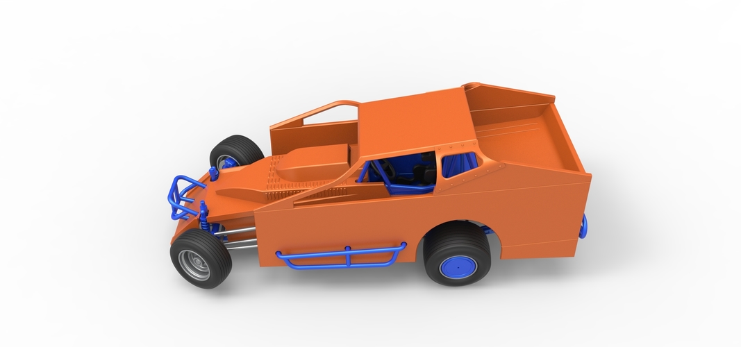 Northeast Dirt Modified stock car while turning 1:25 3D Print 540090