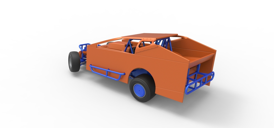 Northeast Dirt Modified stock car while turning 1:25 3D Print 540092