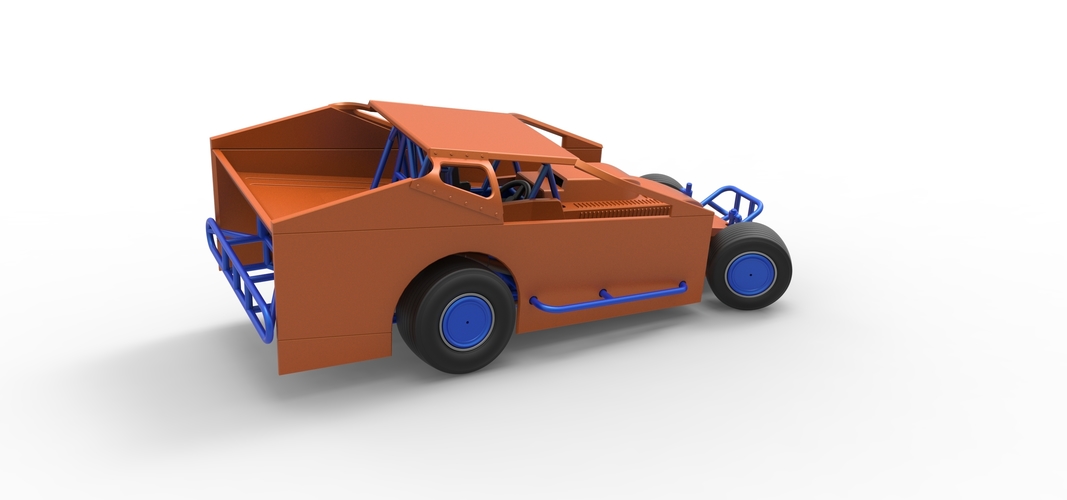 Northeast Dirt Modified stock car while turning 1:25 3D Print 540098