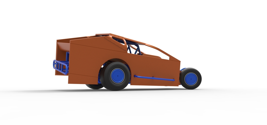 Northeast Dirt Modified stock car while turning 1:25 3D Print 540099