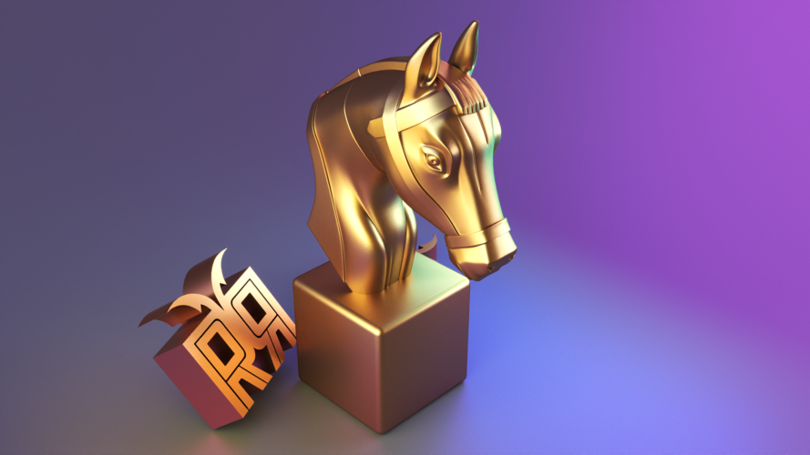 Standing horse head