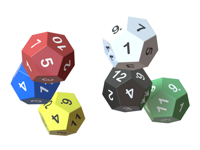 12 Sided Game Dice 6 Colors 3D Print 543264