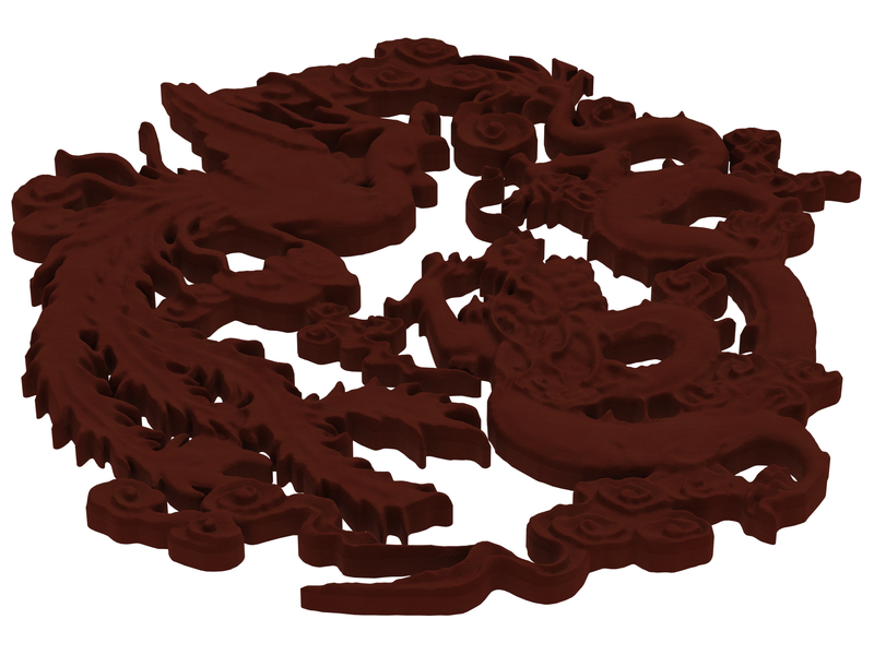 3D Art Dragon and Phoenix Stencil