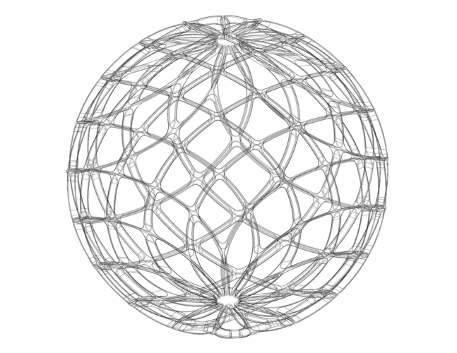 Wireframe Shape Geo Complex Twisted Sphere 3D Print 543695