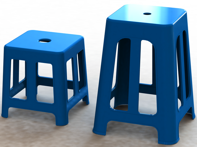 Blue Plastic Stool 3D Print 544048