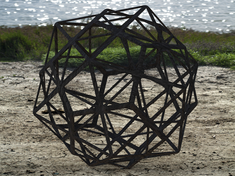 Wireframe Shape First Stellation of Icosidodecahedron