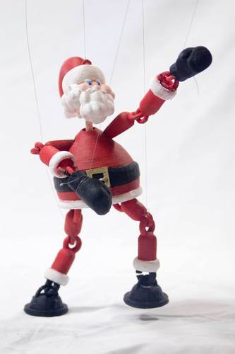 BOXING SANTA - MARIONETTE PUPPET 3D Print 54455