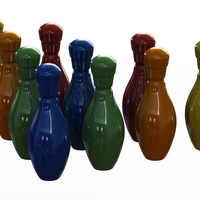 Colored Plastic Bowling Pin Set - Thumbnail 1