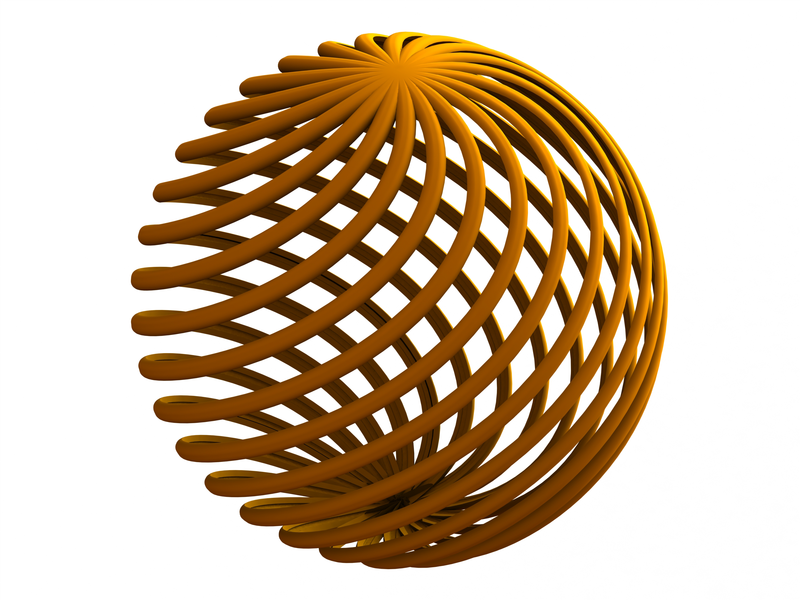 Wireframe Shape Geometric Twisted Sphere