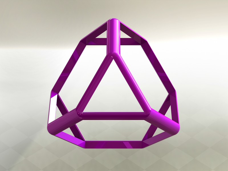 Wireframe Shape Truncated Tetrahedron