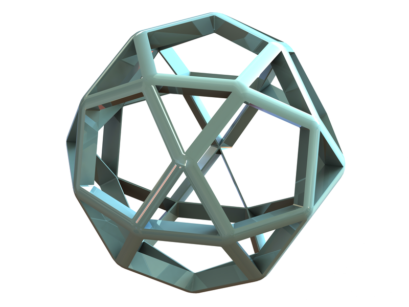 Wireframe Shape Icosidodecahedron