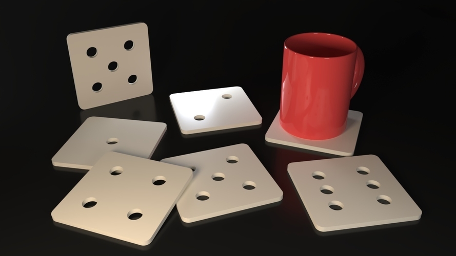 Dice Coasters 3D Print 546045